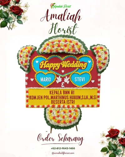 Karangan Papan Bunga Pernikahan di Gentan